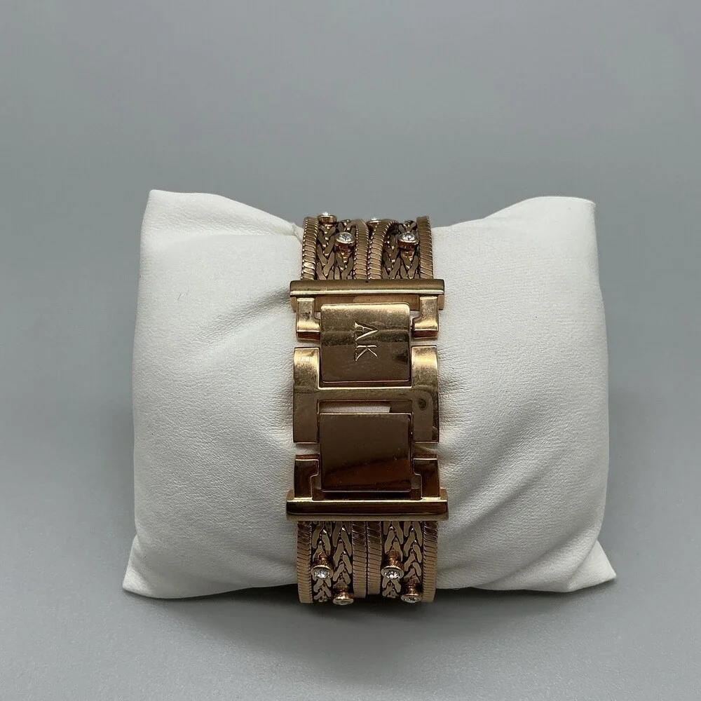 Anne Klein Womens Watch 30mm MOP Diamond Gold Tone Bracelet New Battery 7.25